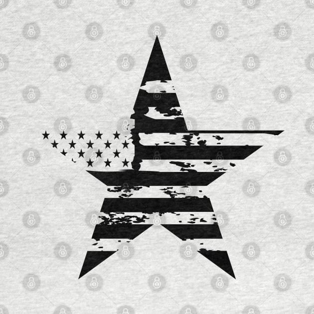 USA Flag White Grunge Star by Vooble